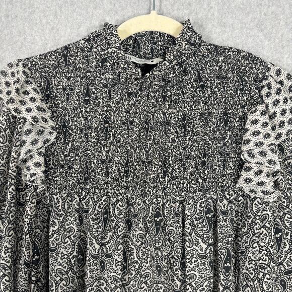 Zara Blouse Large Paisley Ruffle Smocked Cottage Coquette Feminine Babydoll Boho - Picture 6 of 12